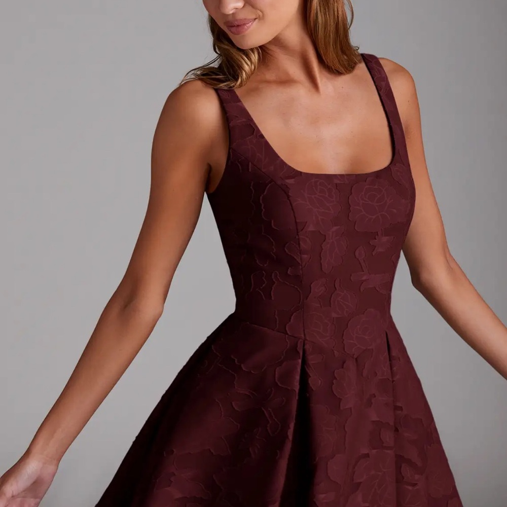 Azazie Amalie Mini Dress Square Neck Sleeveless